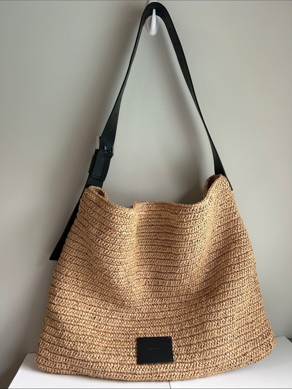 All Saints ASHA Woven Straw Hobo Shoulder Bag